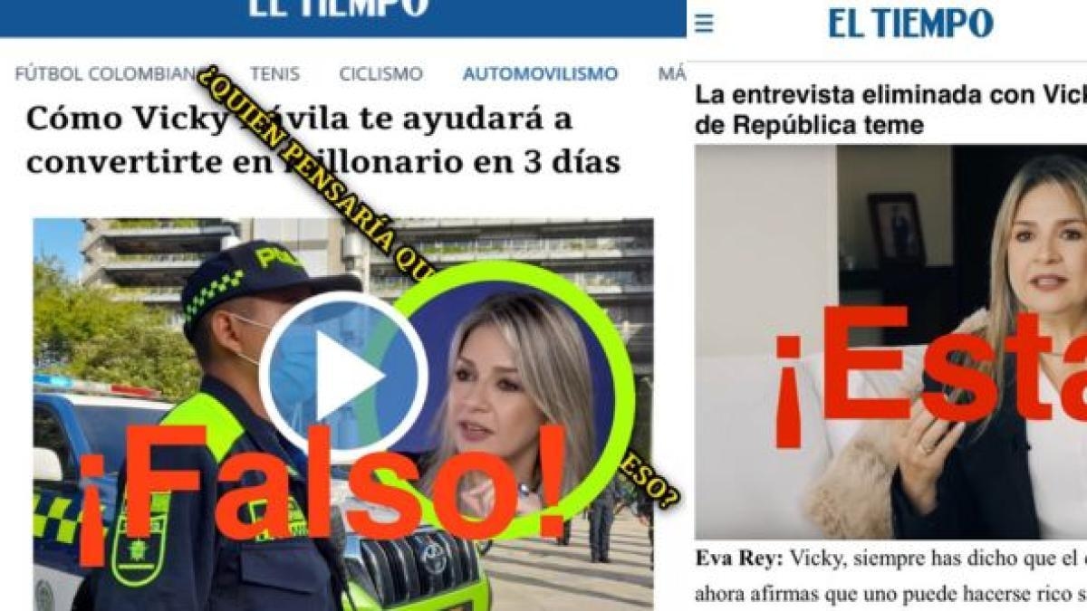 DornoxTrader 1.8 Force, Kolombiya'da Vicky Dávila, Eva Rey ve EL TIEMPO'nun görsellerini sahte bir makalede kullanan bir dolandırıcılık.