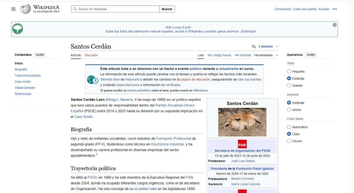 Santos Cerdán'ın Vikipedi'deki profil resmi, bir hayvan görseli eklenerek değiştirildi.
